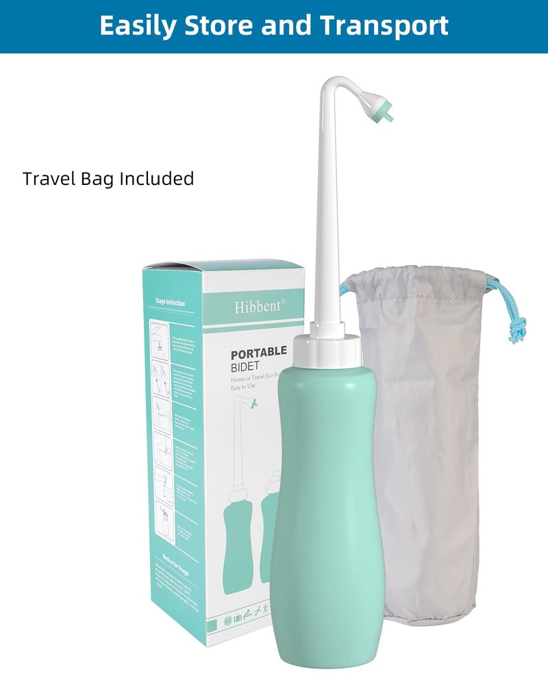 Hibbent Portable Bidet Sprayer and Travel Bidet with Hand Held Bottle for Personal Cleansing, Extended Nozzle Spray for Childbirth, Personal Hygiene, Outdoor, Camping with Travel Bag- 22oz/ Green - Image 4